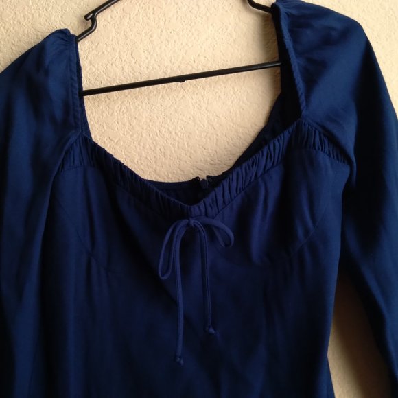Reformation Sydney Long Sleeve Bow Tie Mini Dress in Blue/Danube NWOT - Picture 3 of 7